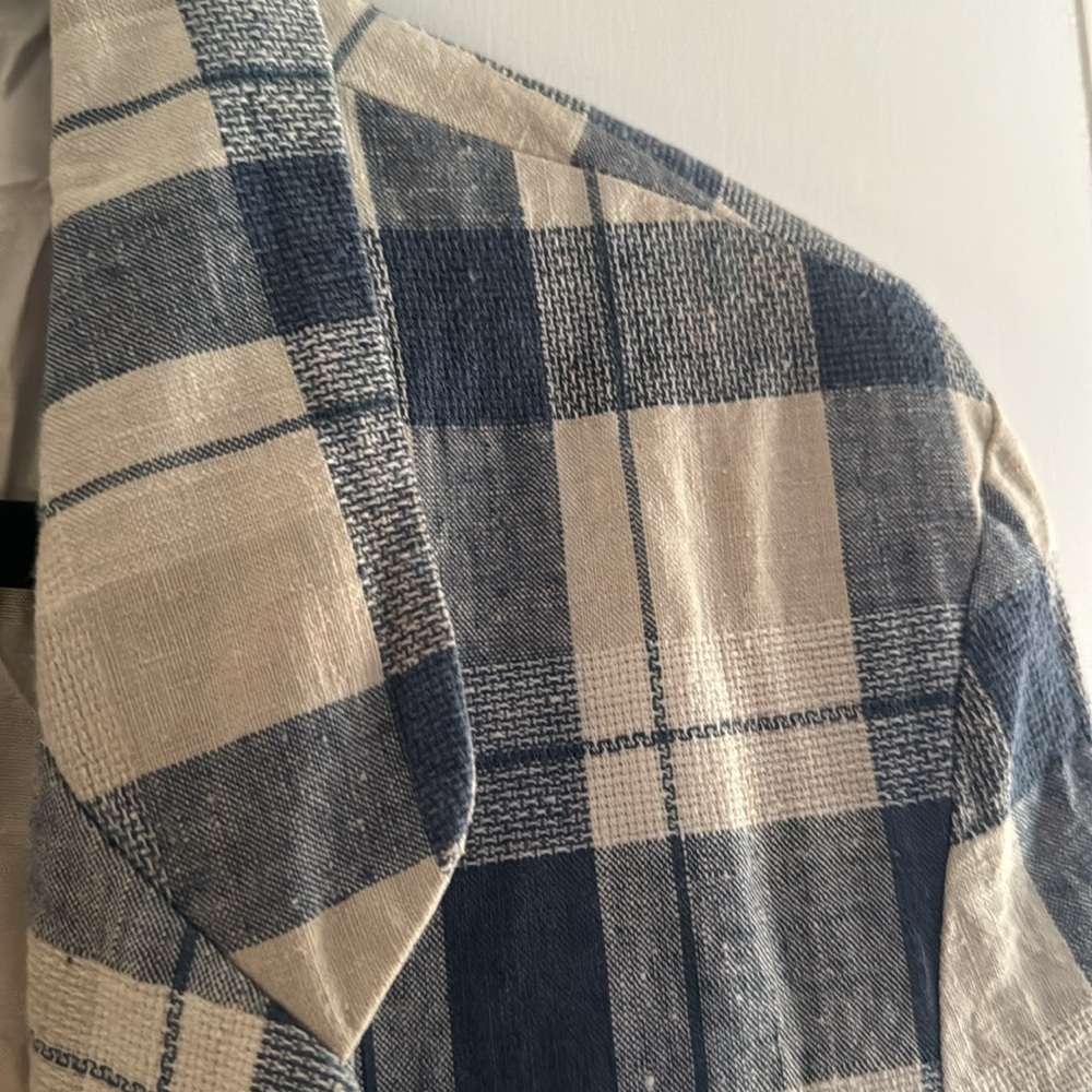 Vintage! San Moire Long Plaid Blazer Size L - Picture 3 of 13